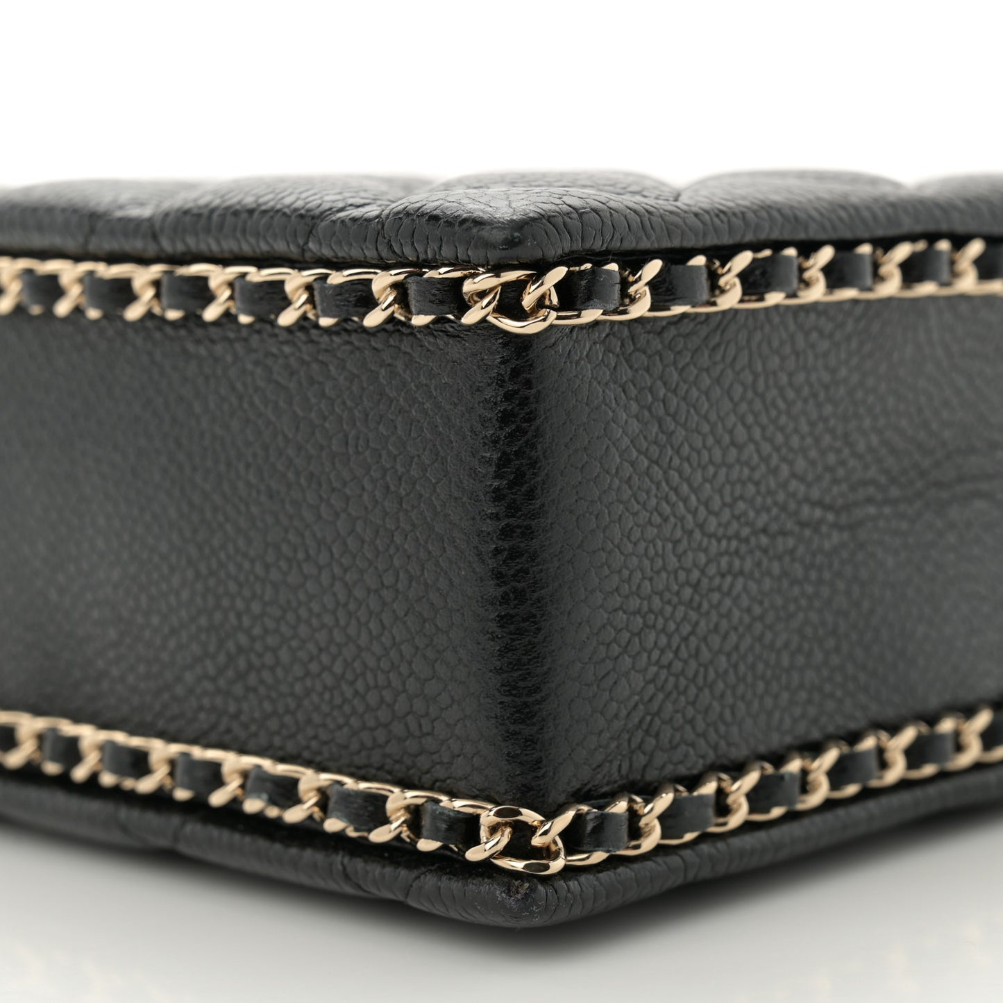 Caviar Quilted Evening Box Bag Black