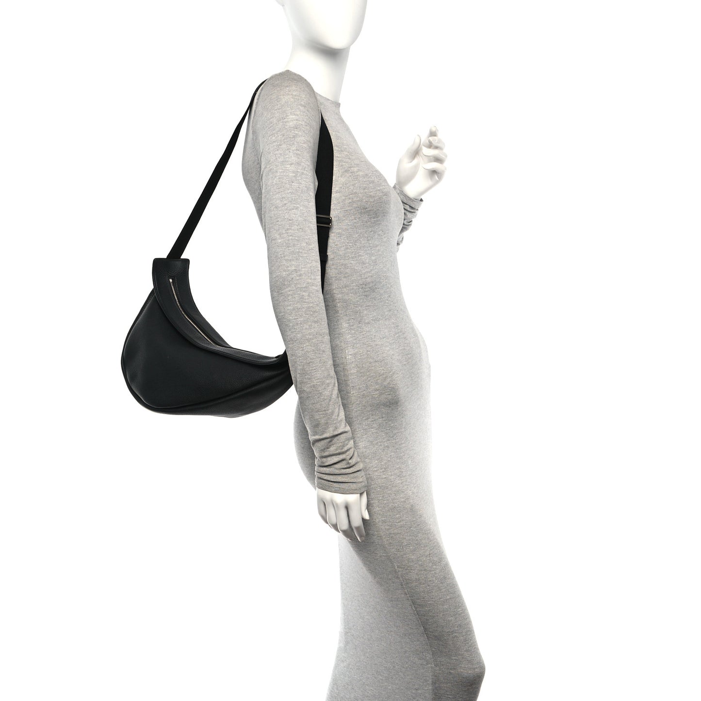 Grained Calfskin Large Slouchy Banana Bag Black