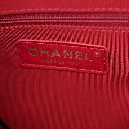 Chanel Calfskin Quilted Crystal Pearls Fold Over Shopping Tote Black 5 of 11
