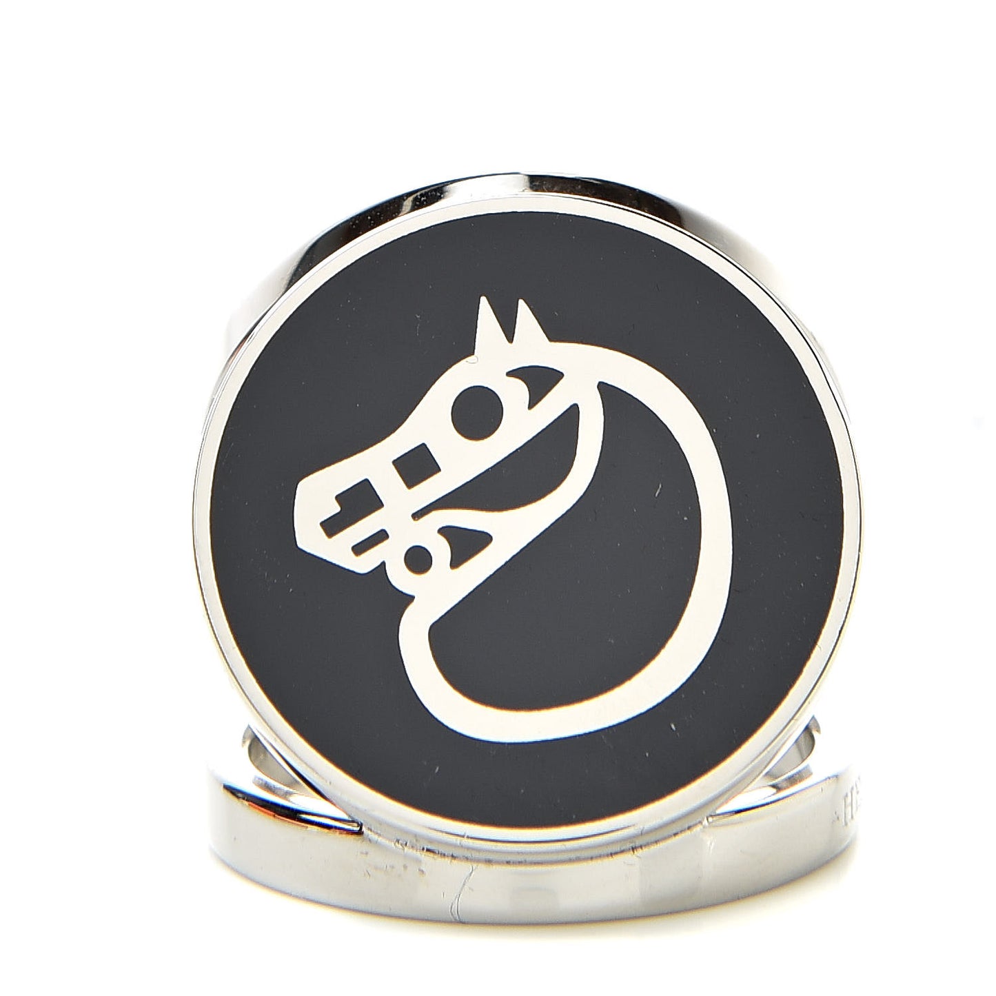 Lacquered Palladium Silver Plated Horse Scarf Ring