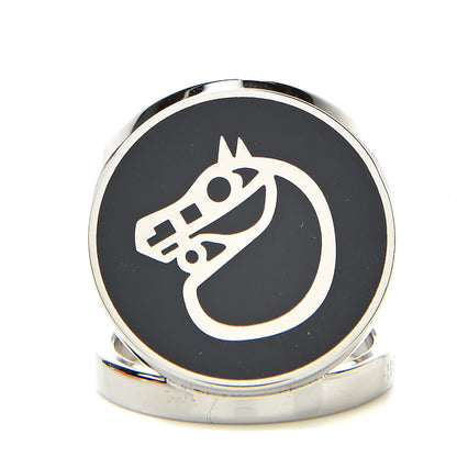 Hermes Lacquered Palladium Silver Plated Horse Scarf Ring 1 of 6