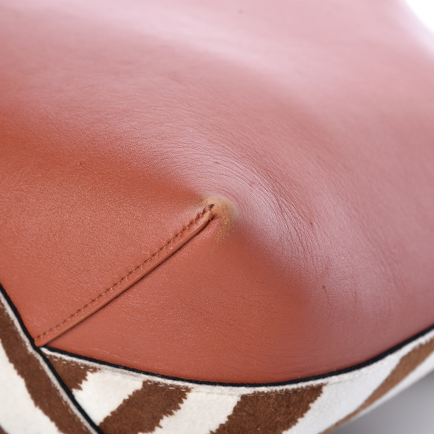 Celine Shiny Smooth Calfskin Zebra Printed Calf Hair Small Twisted Cabas Chalk Brick 12 of 14