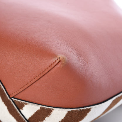 Celine Shiny Smooth Calfskin Zebra Printed Calf Hair Small Twisted Cabas Chalk Brick 12 of 14