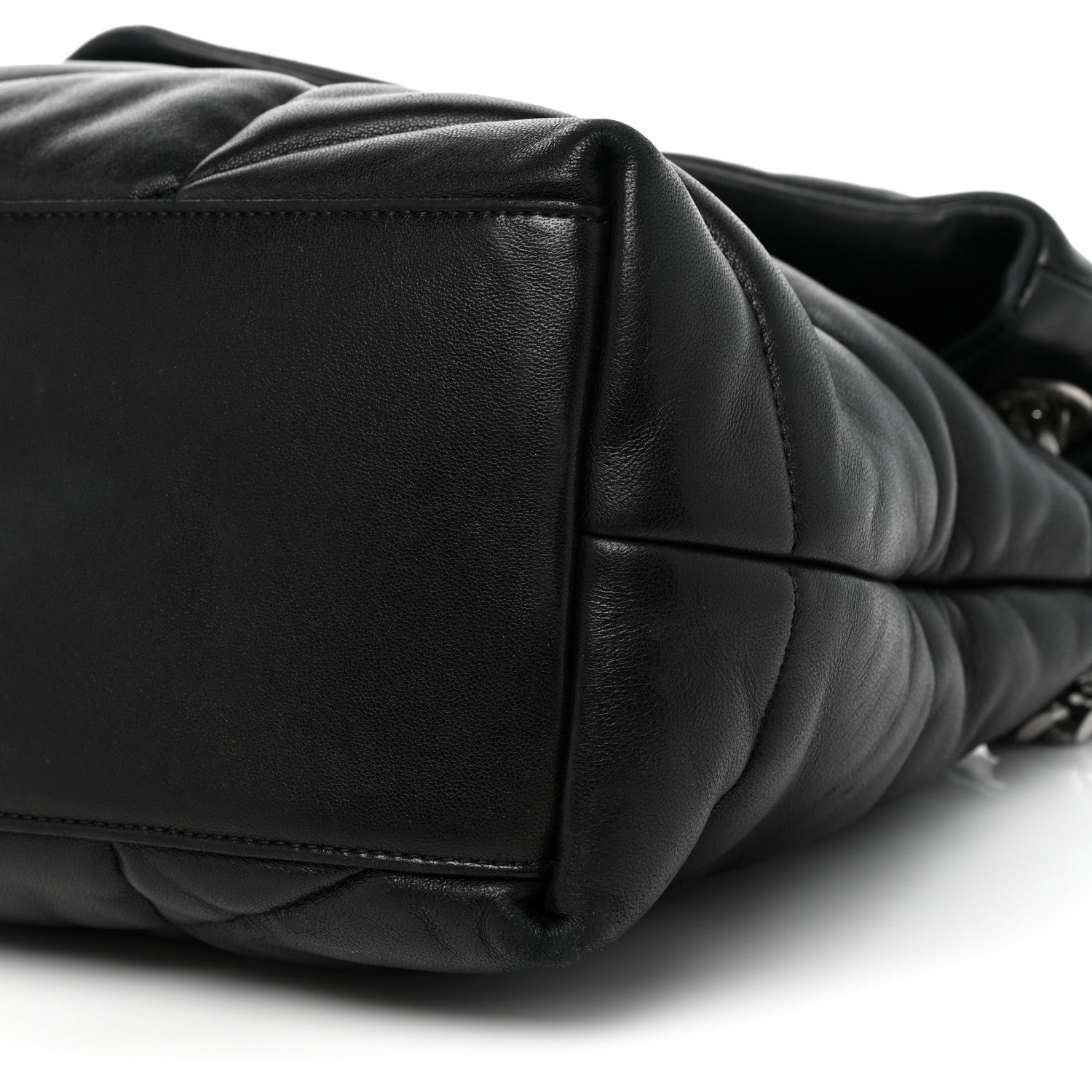 Saint Laurent Lambskin Quilted Medium Loulou Puffer Monogram Chain Satchel Black 7 of 16