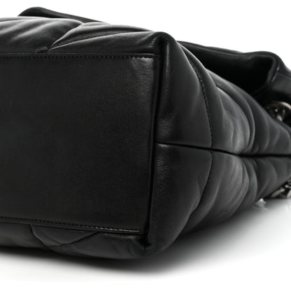 Saint Laurent Lambskin Quilted Medium Loulou Puffer Monogram Chain Satchel Black 7 of 16