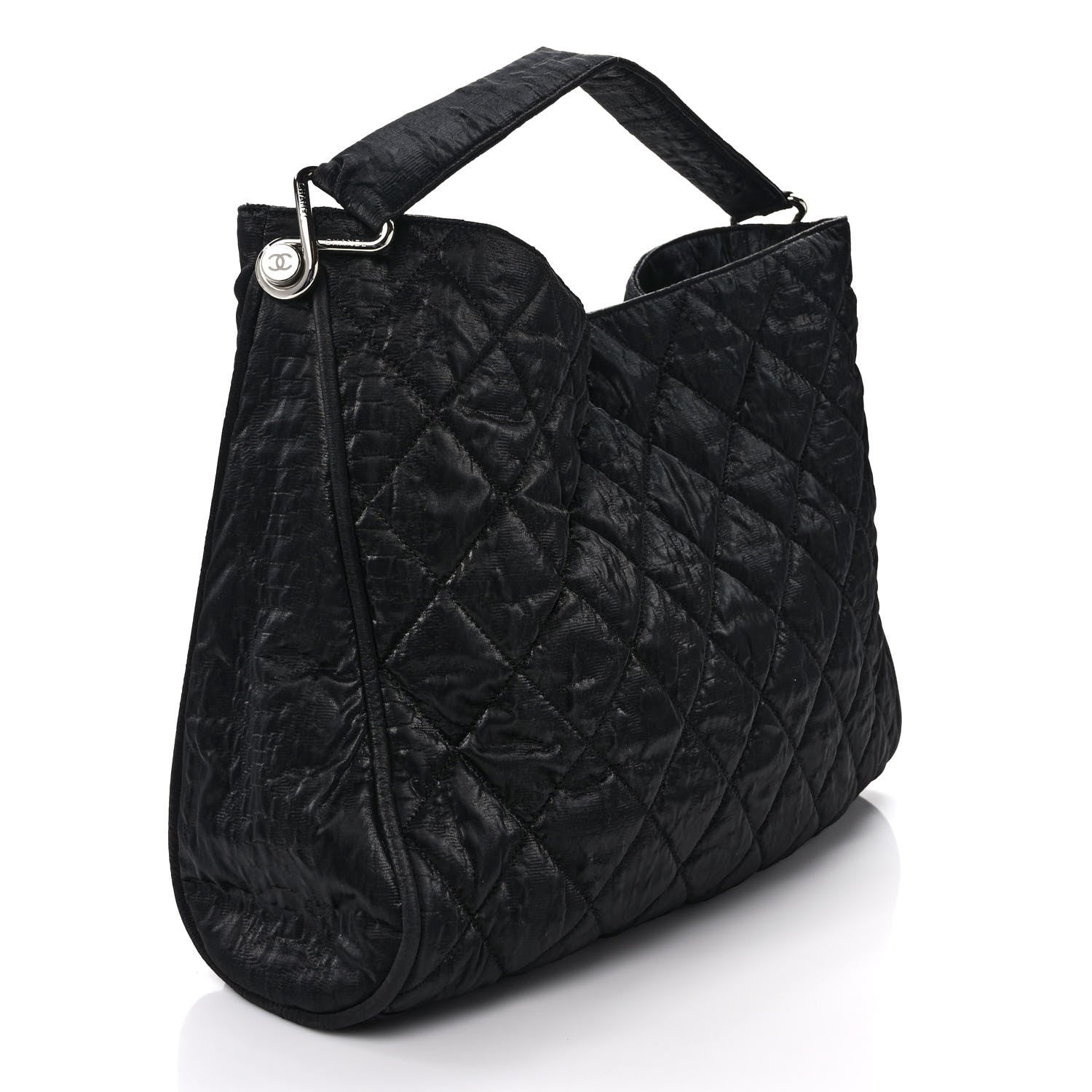 Chanel Crinkled Coated Canvas Le Marais Hobo Black 3 of 9
