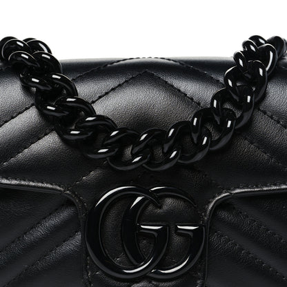 Gucci Calfskin Matelasse Monochrome GG Marmont Chain Belt Bag Black 8 of 10