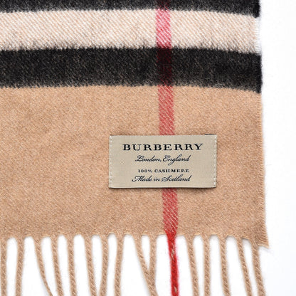 Burberry Cashmere Giant Check Fringe Scarf Camel 4 of 5