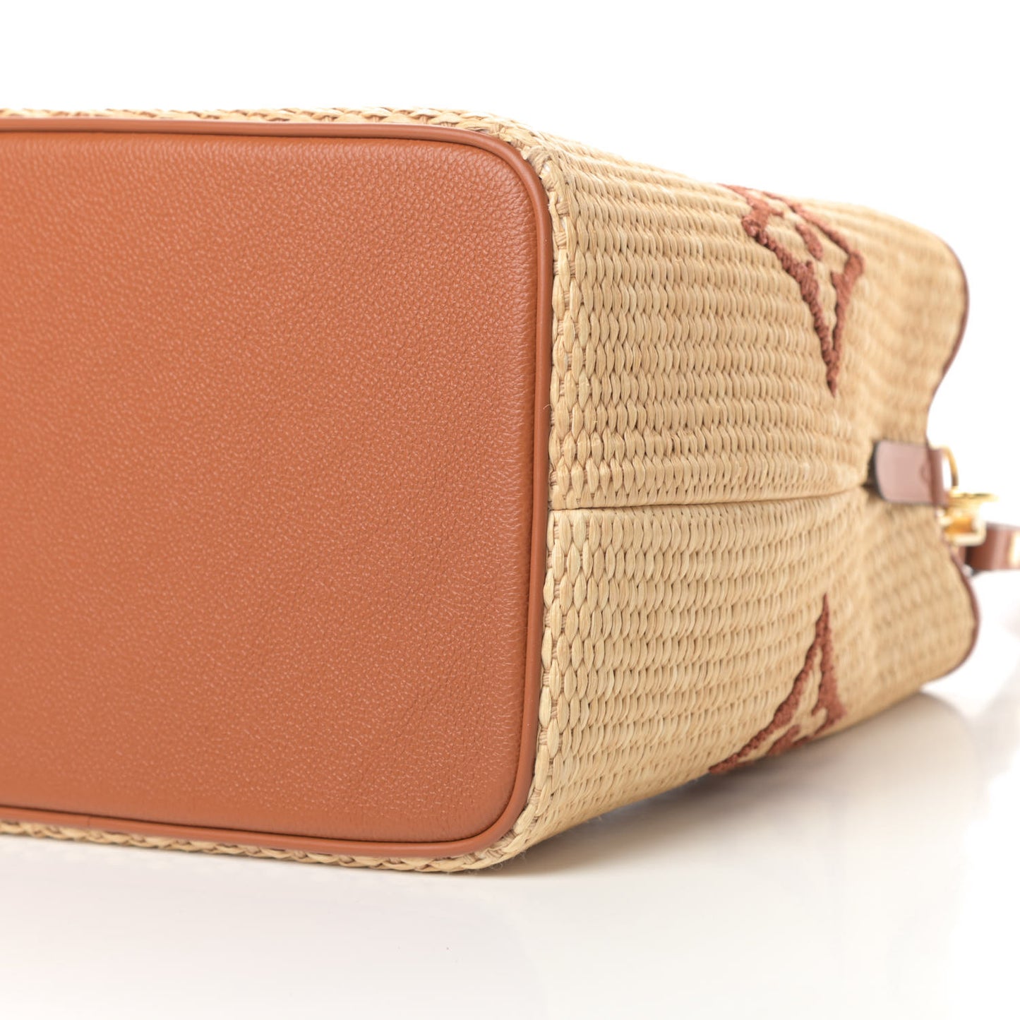 Raffia Calfskin Monogram Neonoe MM Tan