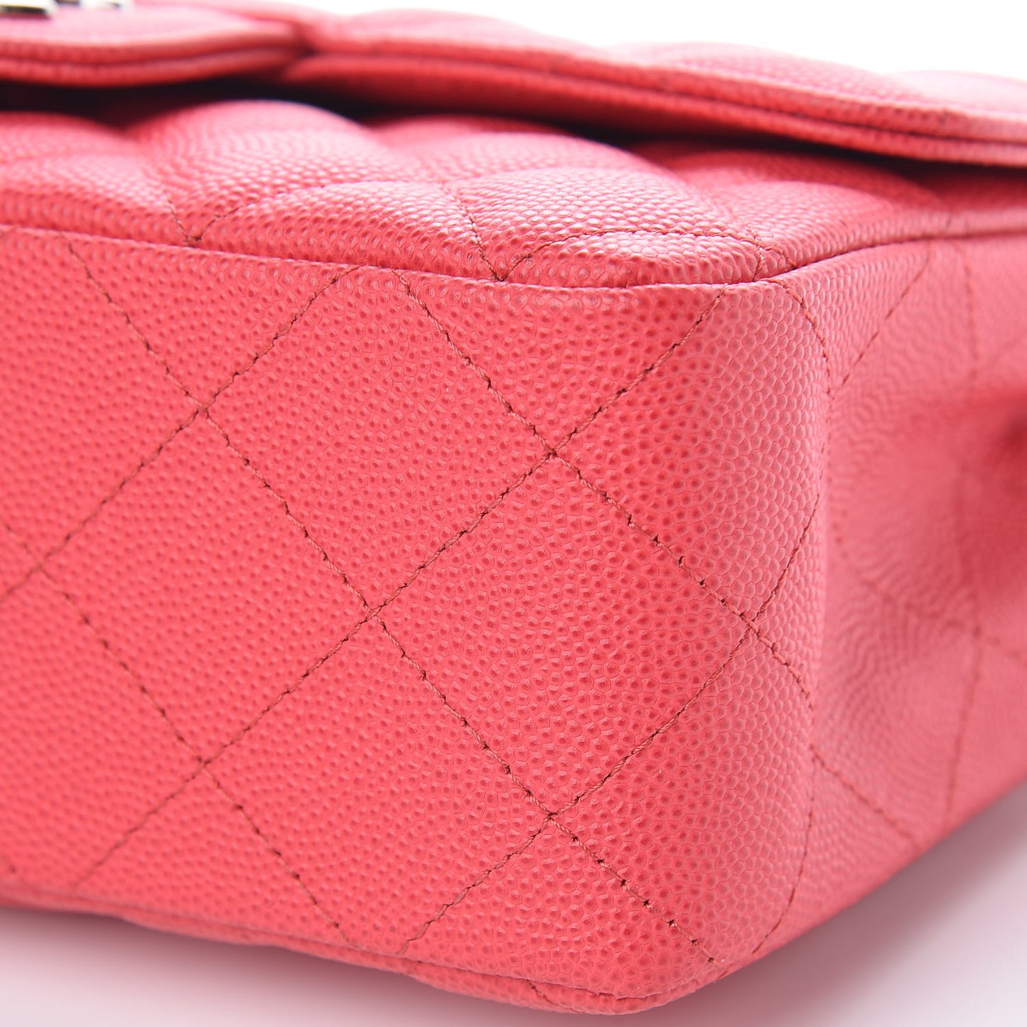 Caviar Quilted Mini Rectangular Flap Light Red