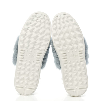 Valentino Garavani Calfskin Mink Fur Sneakers 37 White Niagara 5 of 8
