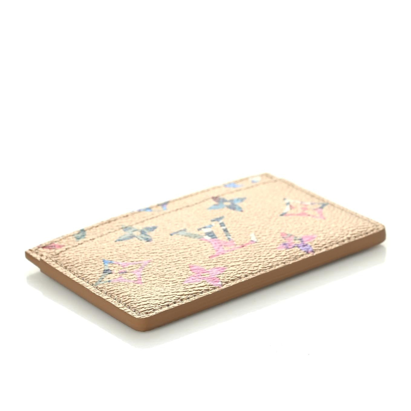 Metallic Monogram LV Garden Card Holder Gold