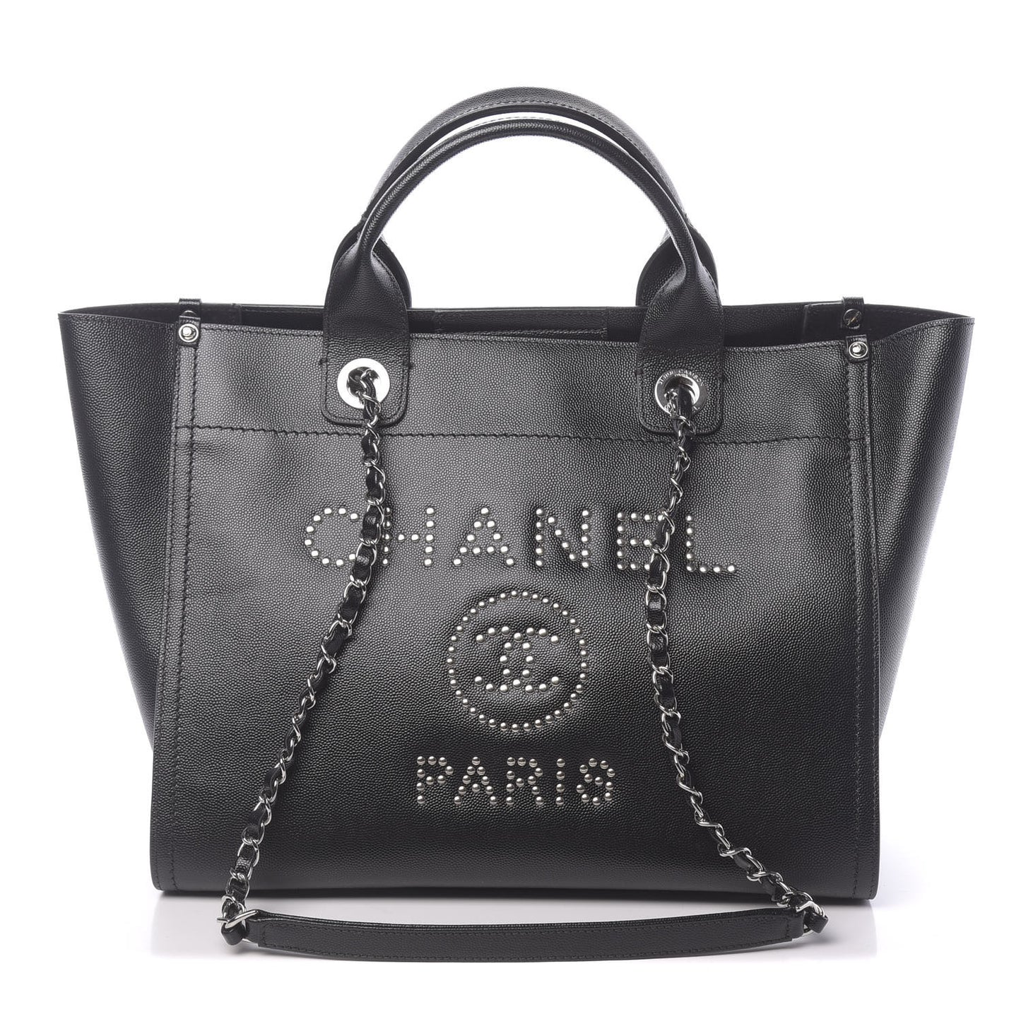 Caviar Small Studded Deauville Tote Black
