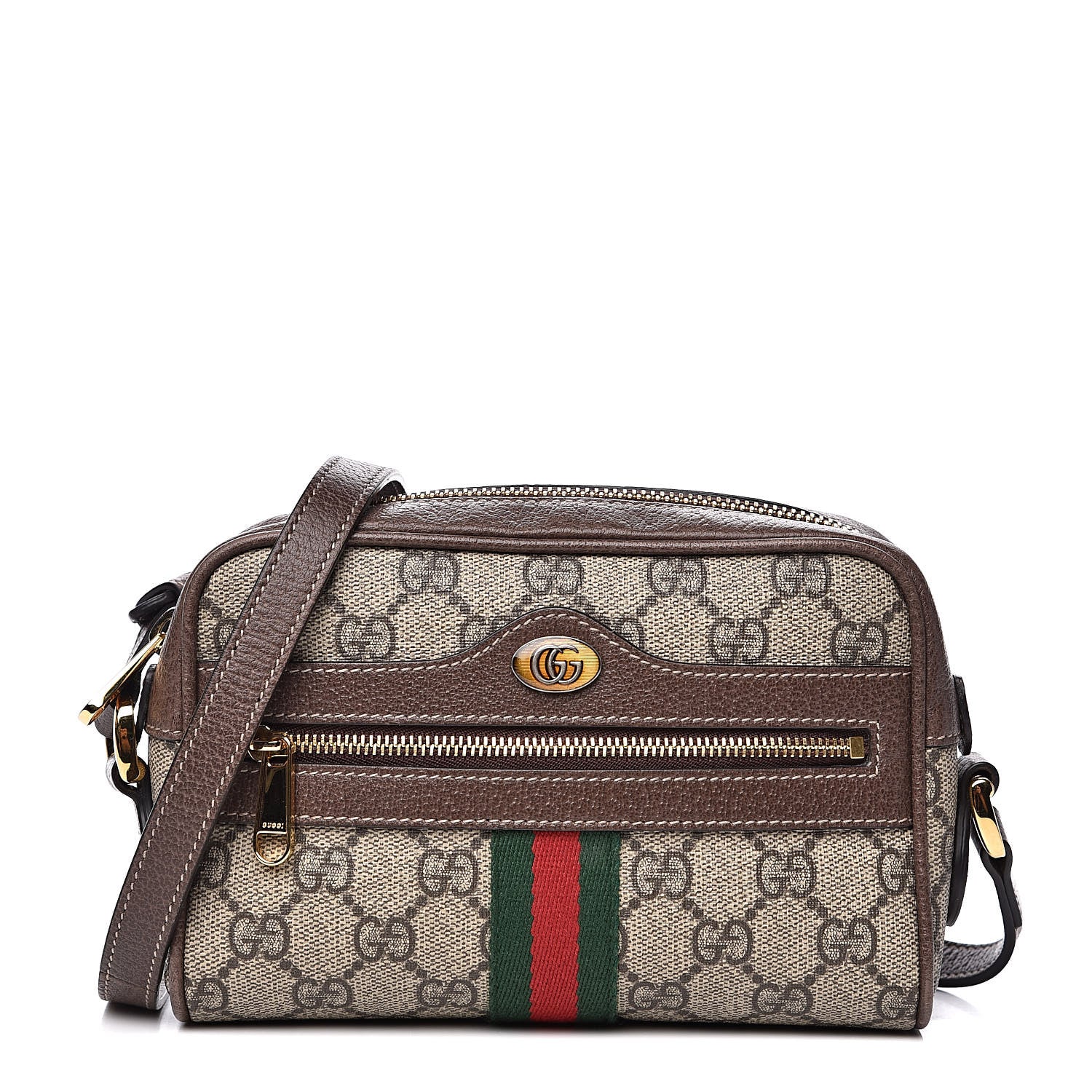 Gucci GG Supreme Monogram Web Mini Ophidia Shoulder Bag Brown 1 of 12