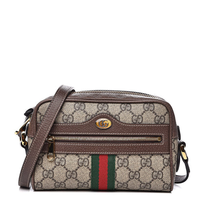 Gucci GG Supreme Monogram Web Mini Ophidia Shoulder Bag Brown 1 of 12