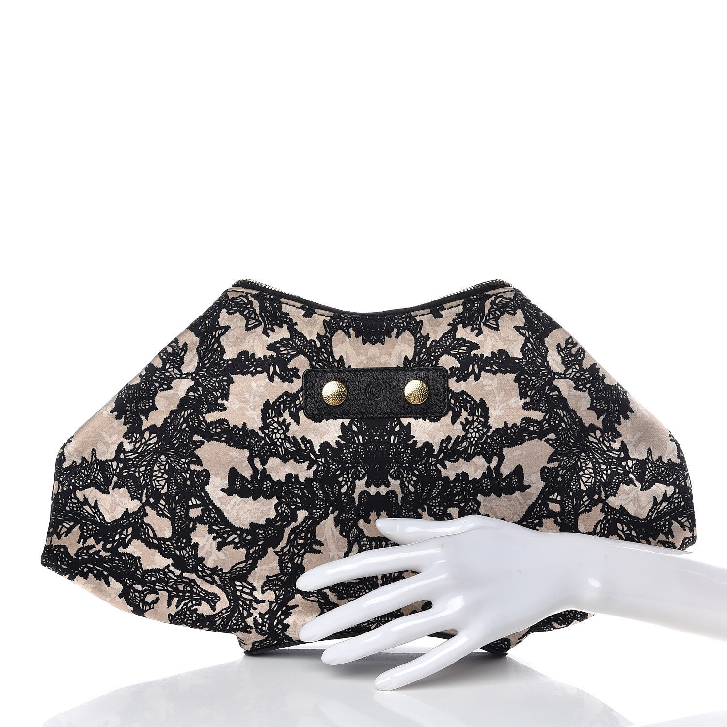 Alexander McQueen Silk De Manta Lace Print Clutch 2 of 7