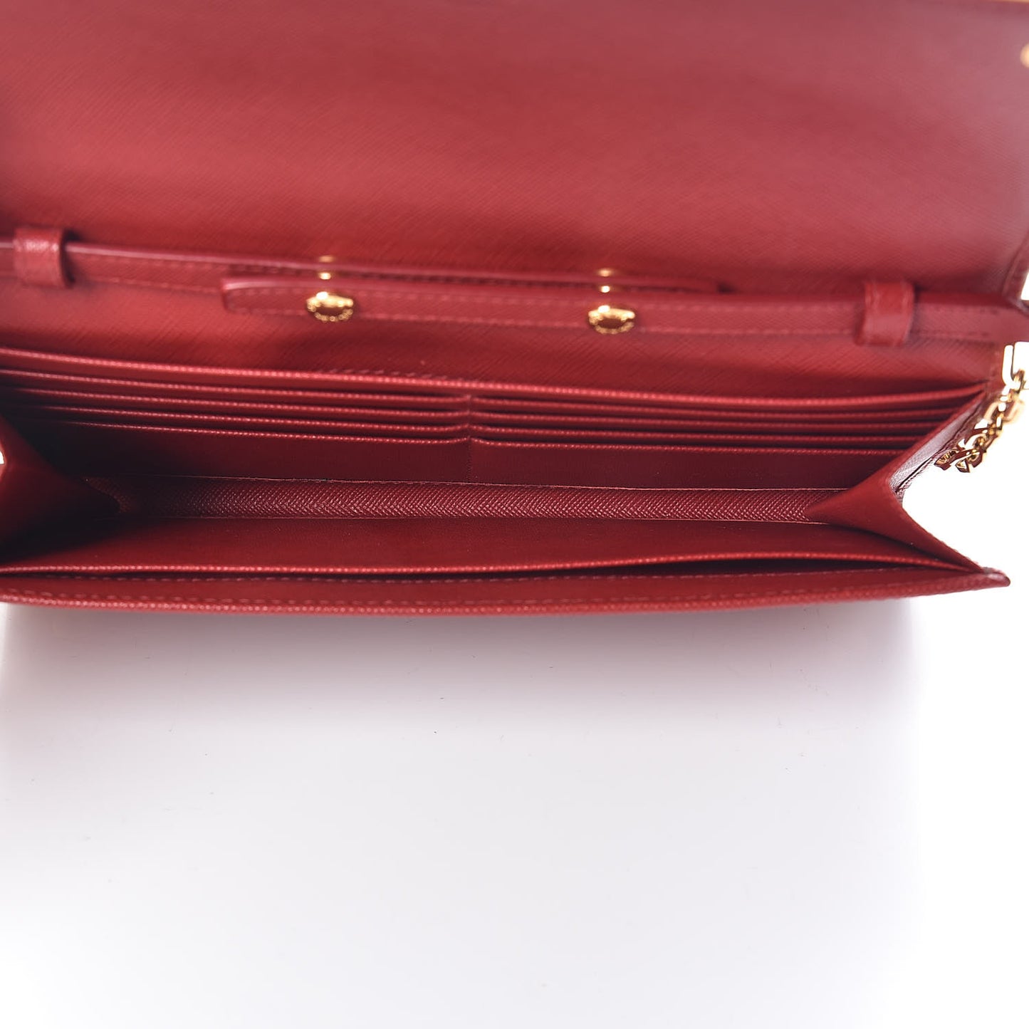 Saffiano Metal Bar Chain Wallet Fuoco