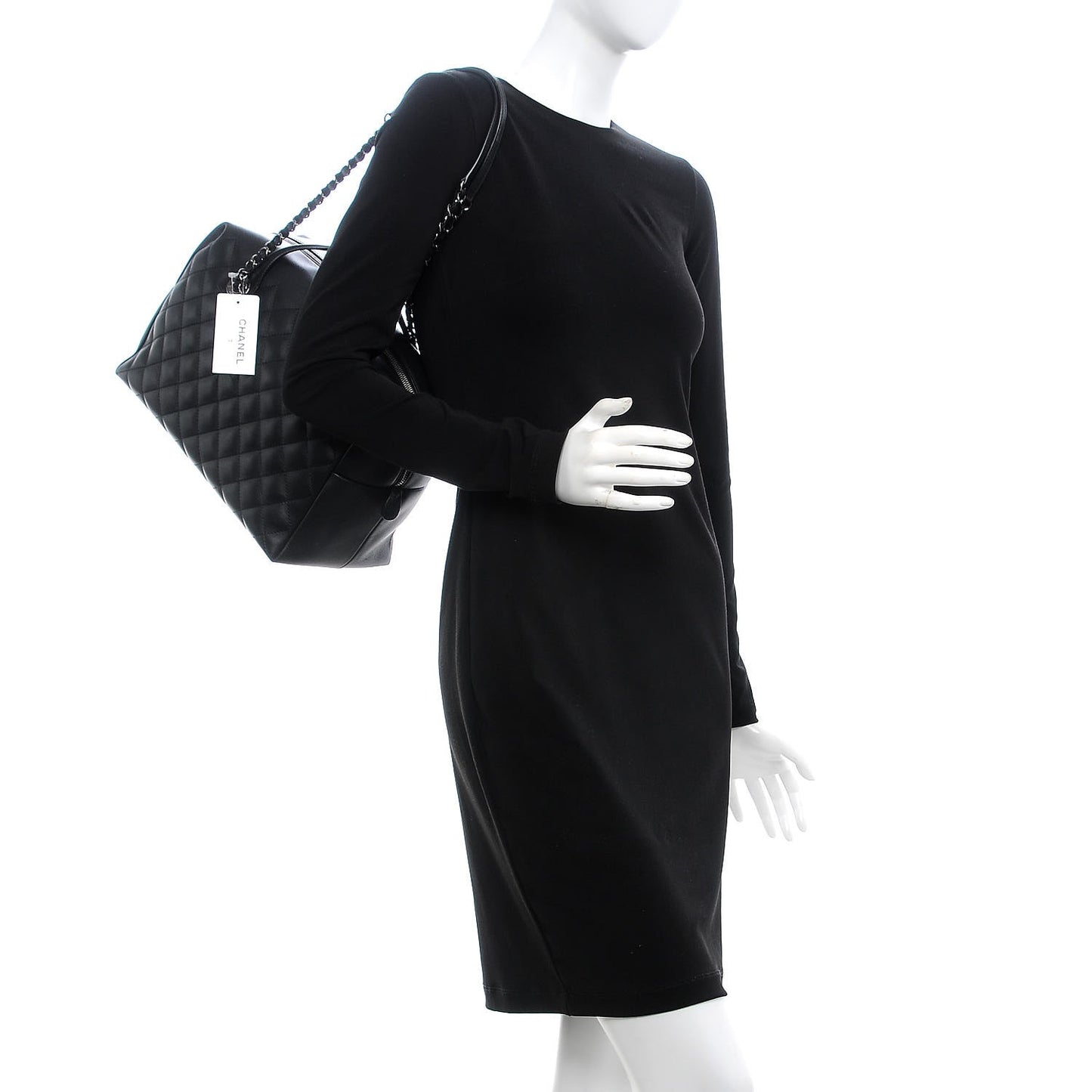 Calfskin Quilted Feather Weight Bowling Bag Black