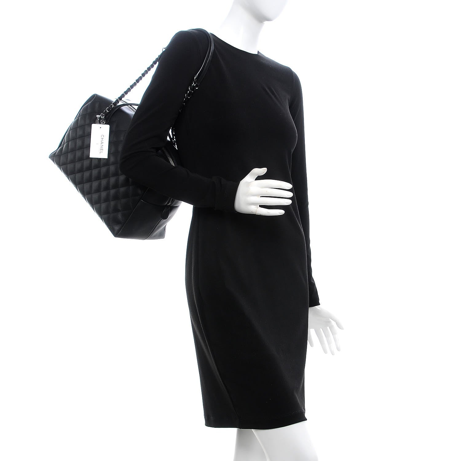 Chanel Calfskin Quilted Feather Weight Bowling Bag Black 2 of 13
