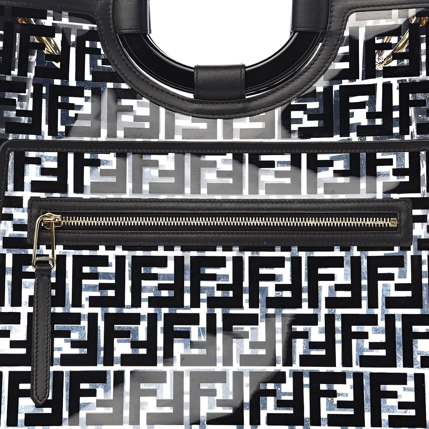 TPU FF Vitello Century Plexiglass Large Runaway Shopper Tote Black