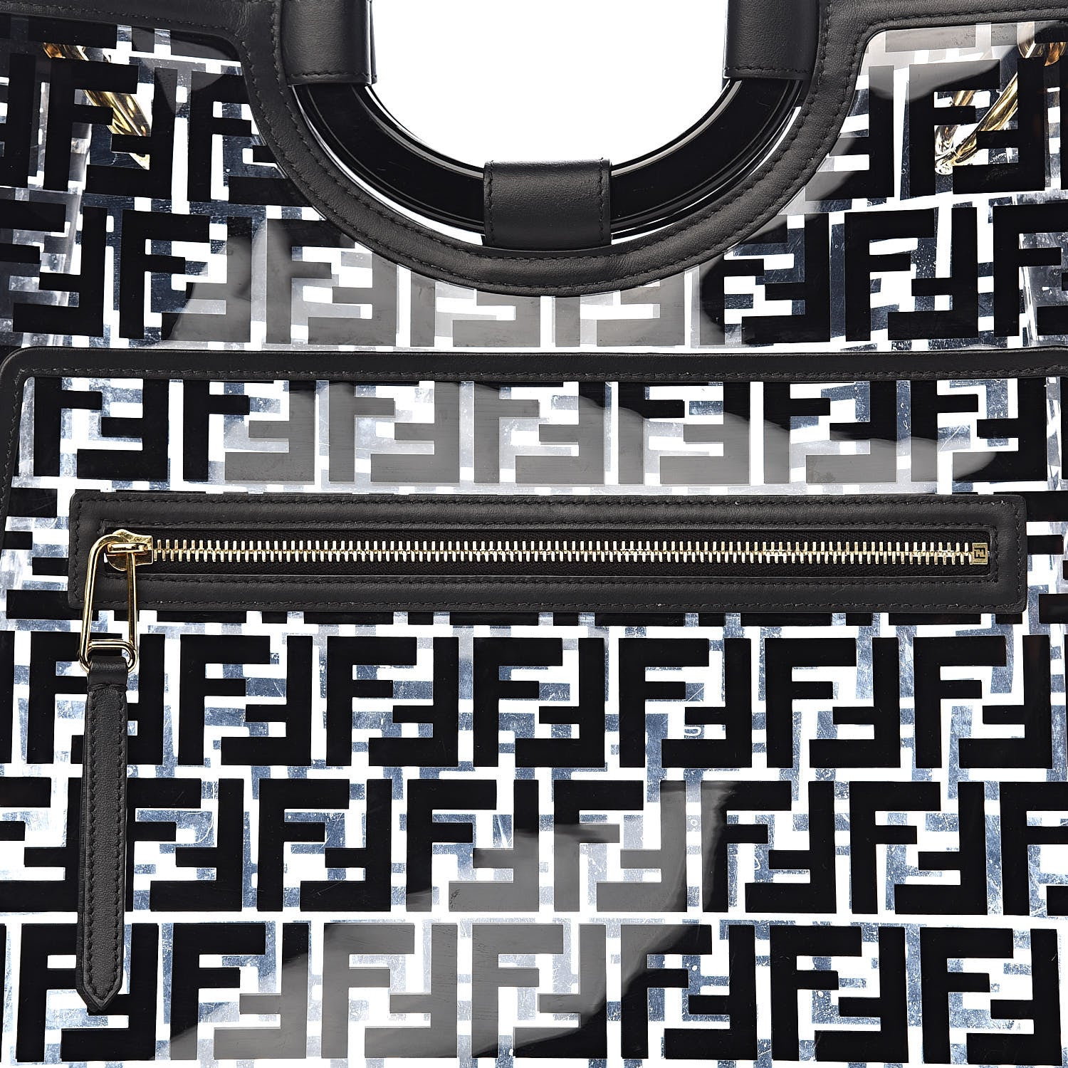 Fendi TPU FF Vitello Century Plexiglass Large Runaway Shopper Tote Black 12 of 12