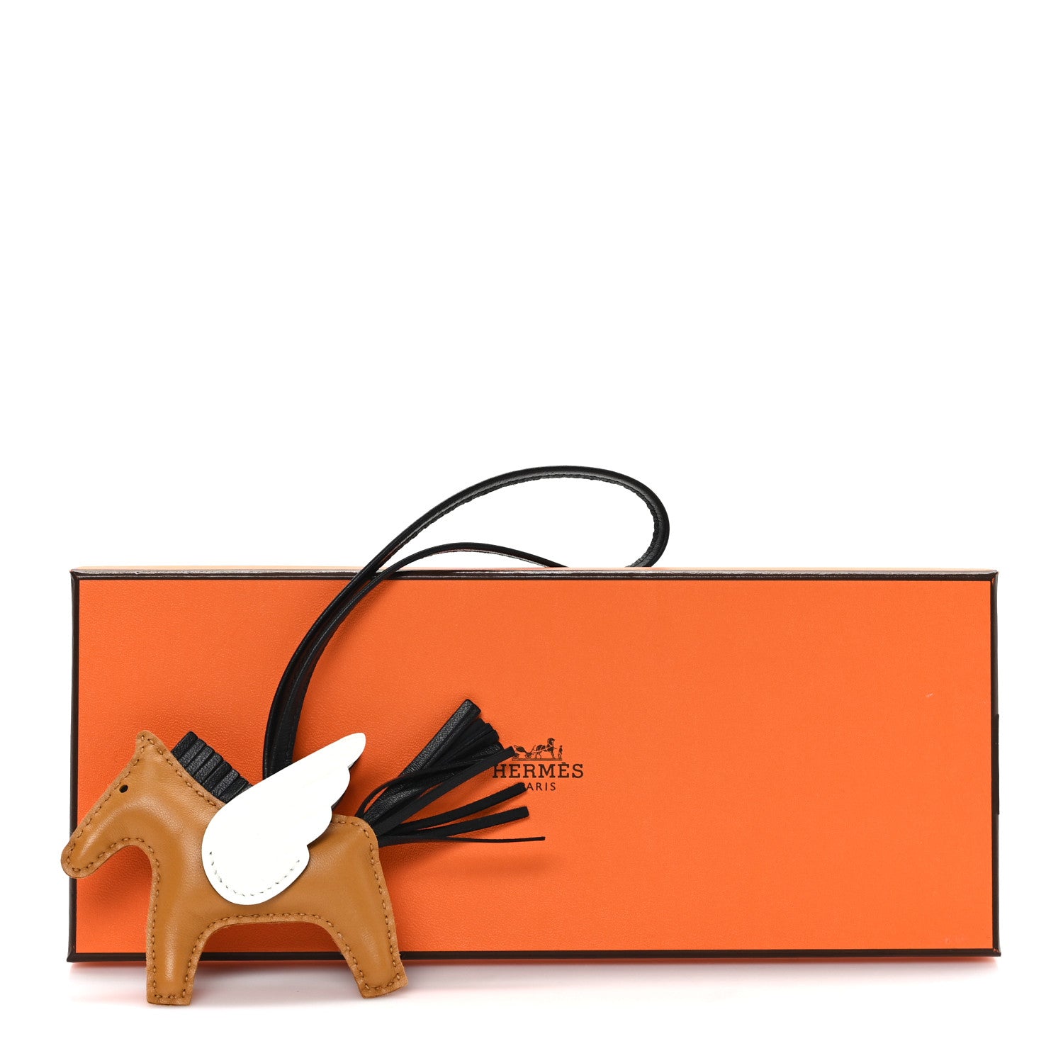 Hermes Milo Lambskin Grigri Rodeo Pegase Horse Bag Charm PM Sesame Black Nata 5 of 5