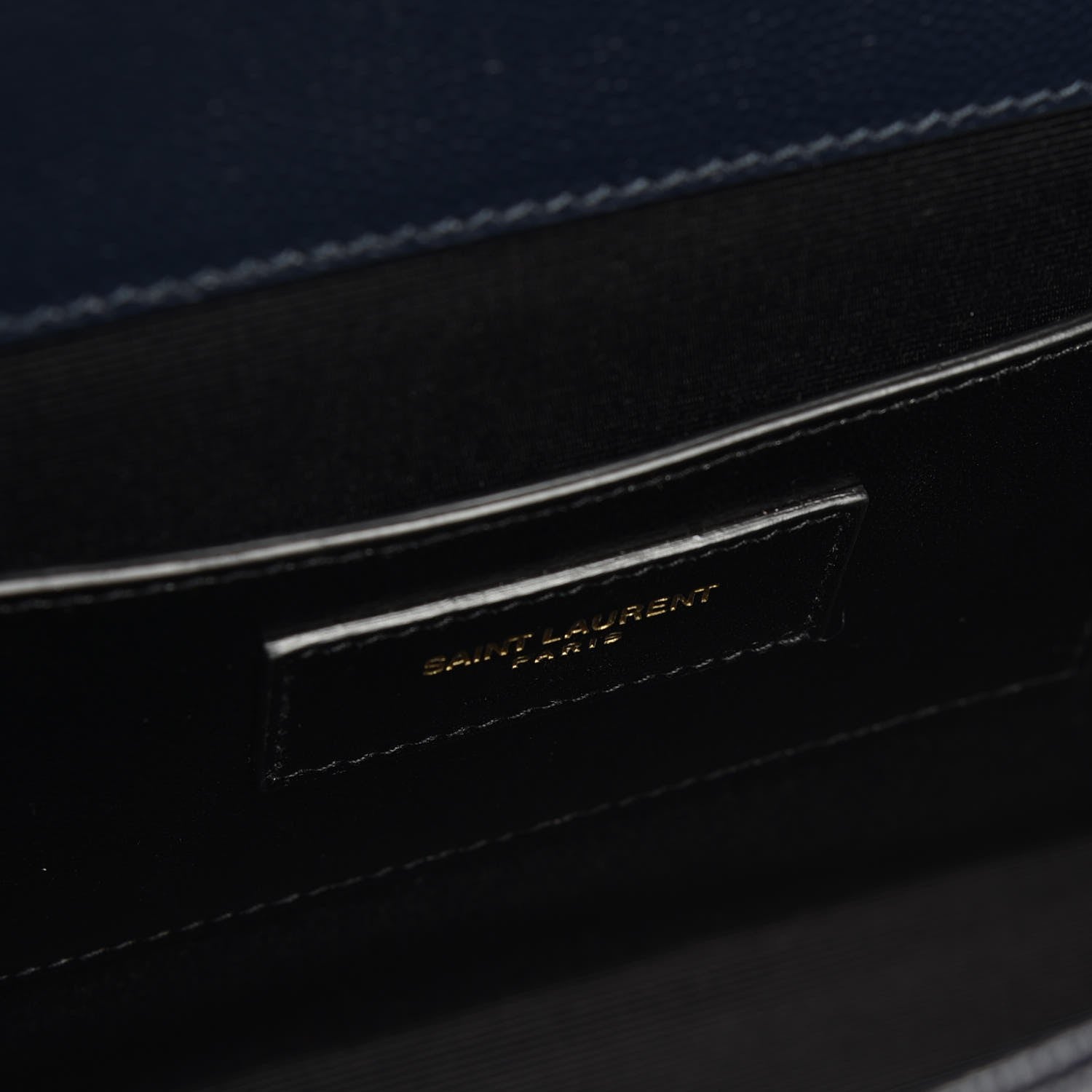 Saint Laurent Grain De Poudre Matelasse Chevron Medium Monogram Satchel Deep Marine 5 of 6