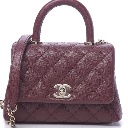 Chanel Caviar Quilted Extra Mini Coco Handle Flap Burgundy 10 of 10