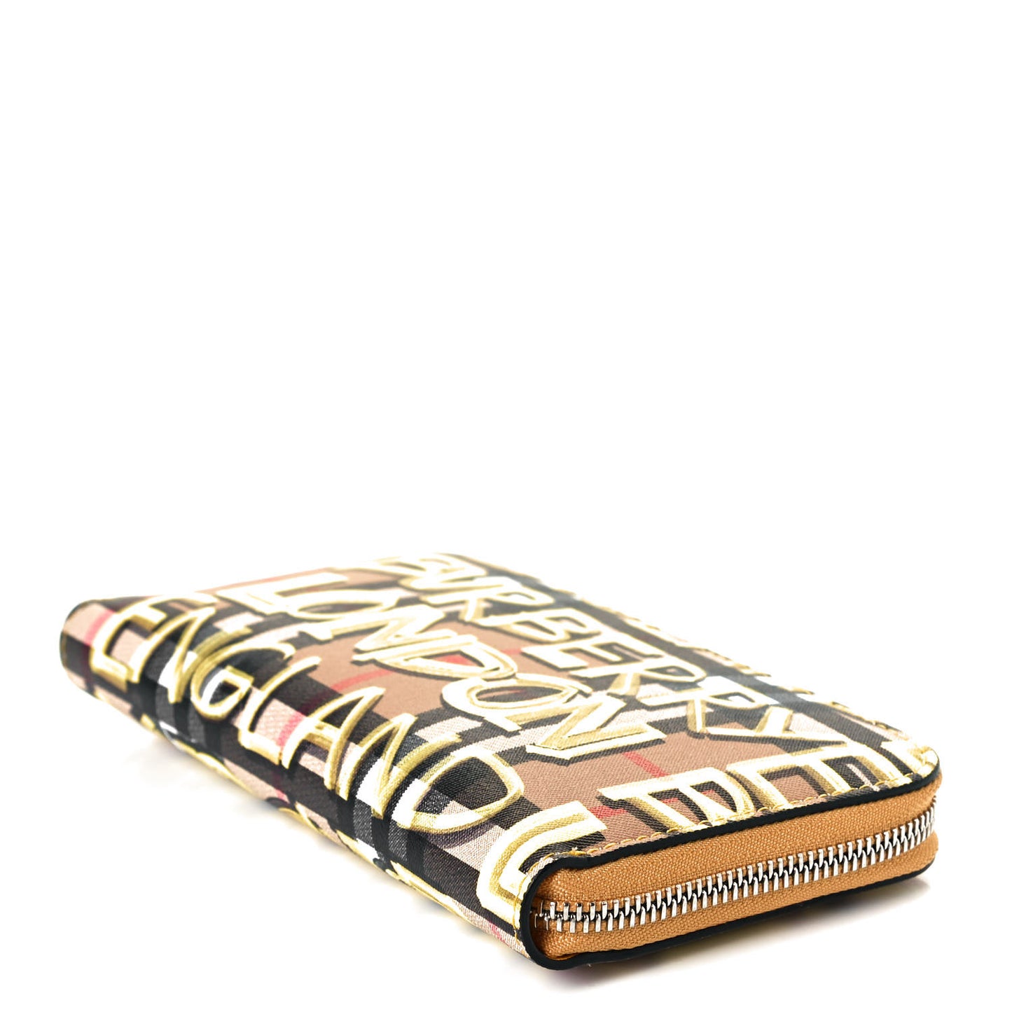 Vintage Check Graffiti Print Zip Around Wallet Yellow