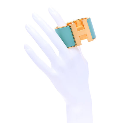 Hermes Enamel Extra Wide Clic Clac H Bracelet PM Emeraude 2 of 4