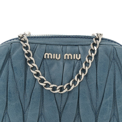 Miu Miu Vitello Lux Matelasse Double Zip Chain Crossbody Bag Oceano 8 of 10