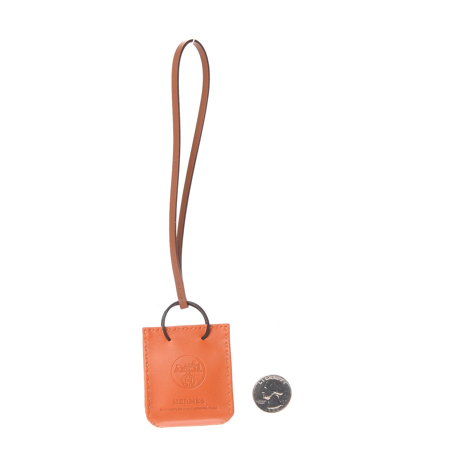 Hermes Milo Lambskin Swift Shopping Bag Charm Feu Gold 2 of 2