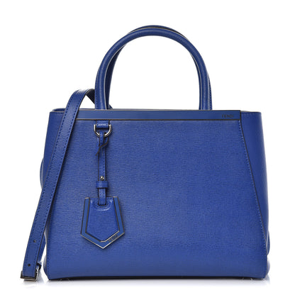 Fendi Vitello Elite Petite 2Jours Tote Blue Neon 1 of 7