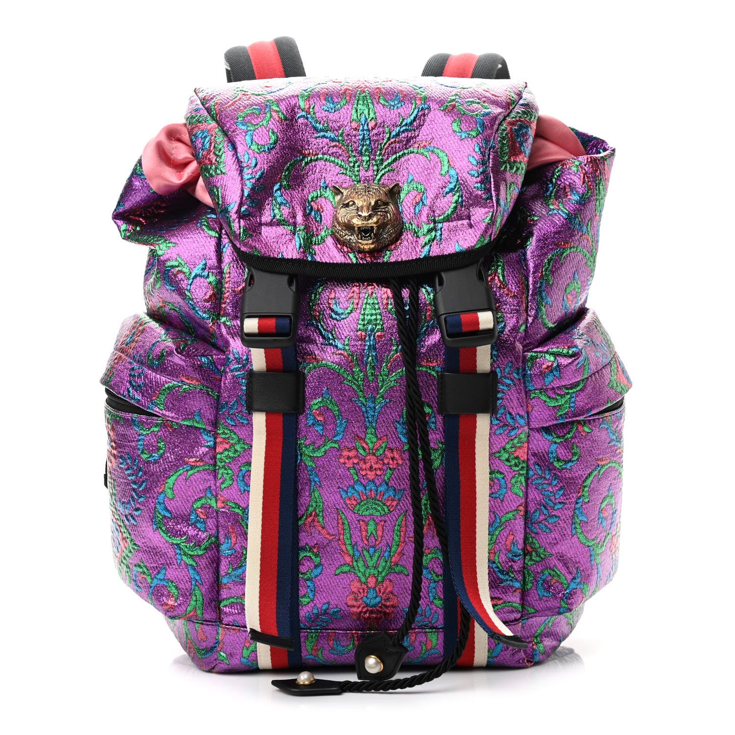 Gucci Brocade Web Small Double Buckle Backpack Multicolor 1 of 10