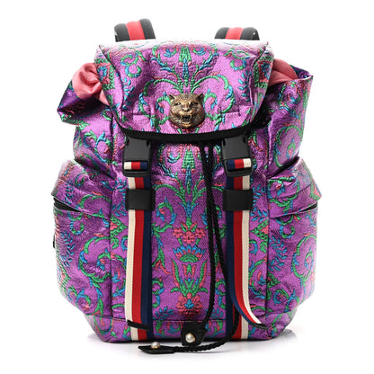 Gucci Brocade Web Small Double Buckle Backpack Multicolor 1 of 10