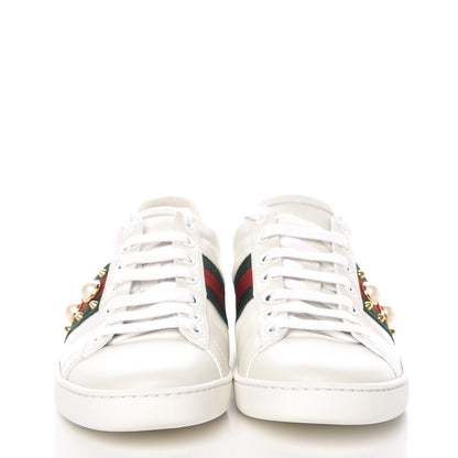 Gucci Calfskin Web Pearl Studded Ace Sneakers 38 White 2 of 12
