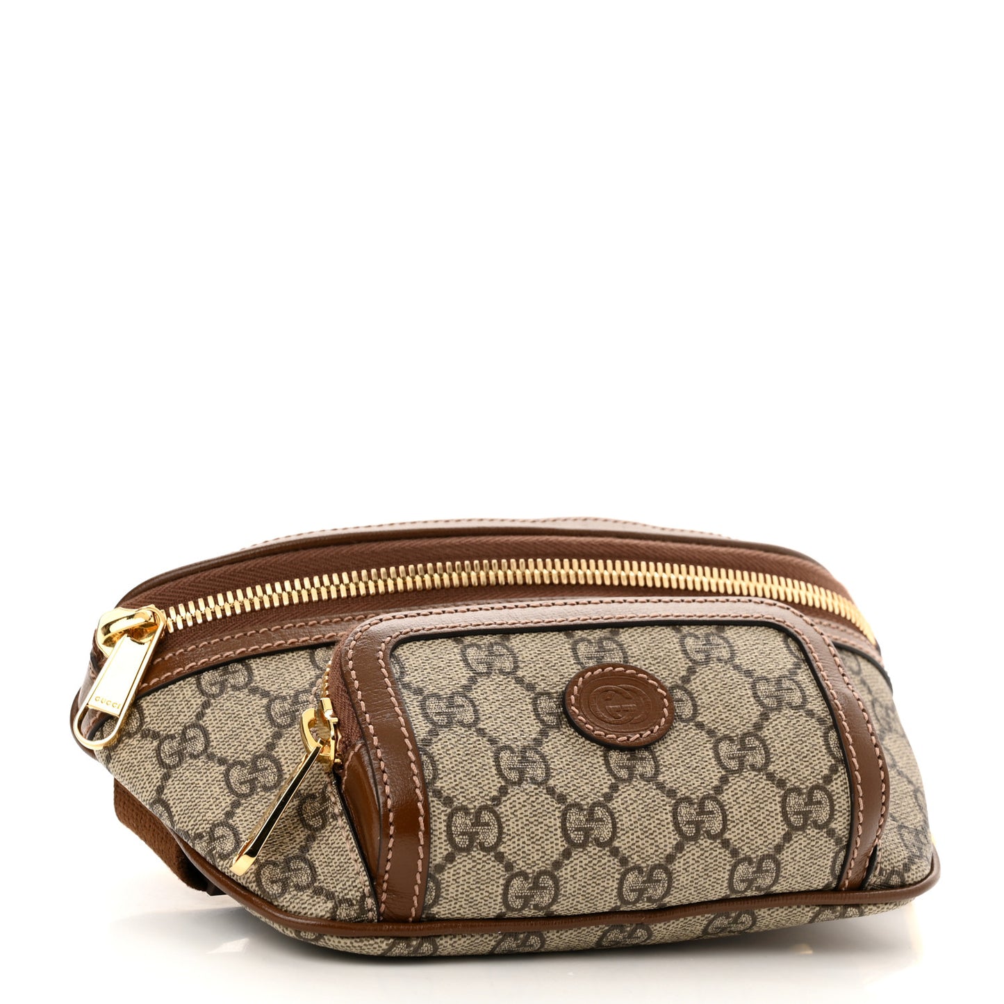GG Supreme Monogram Textured Calfskin Retro Interlocking G Belt Bag Beige Ebony Brown Sugar