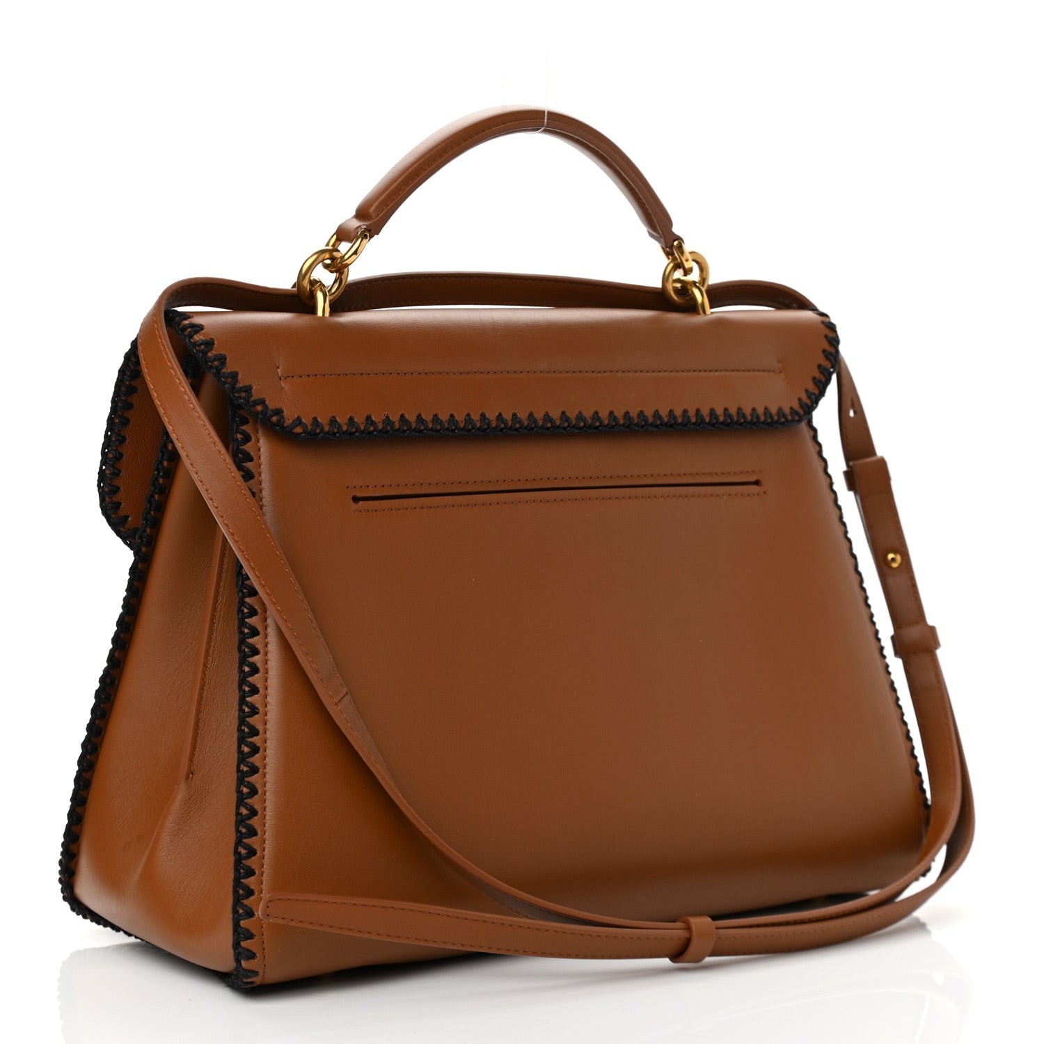 Salvatore Ferragamo Calfskin Stitched Medium Margot Top Handle Satchel New Vicuna 3 of 15