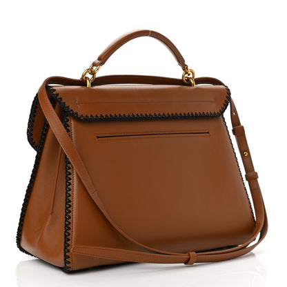 Salvatore Ferragamo Calfskin Stitched Medium Margot Top Handle Satchel New Vicuna 3 of 15
