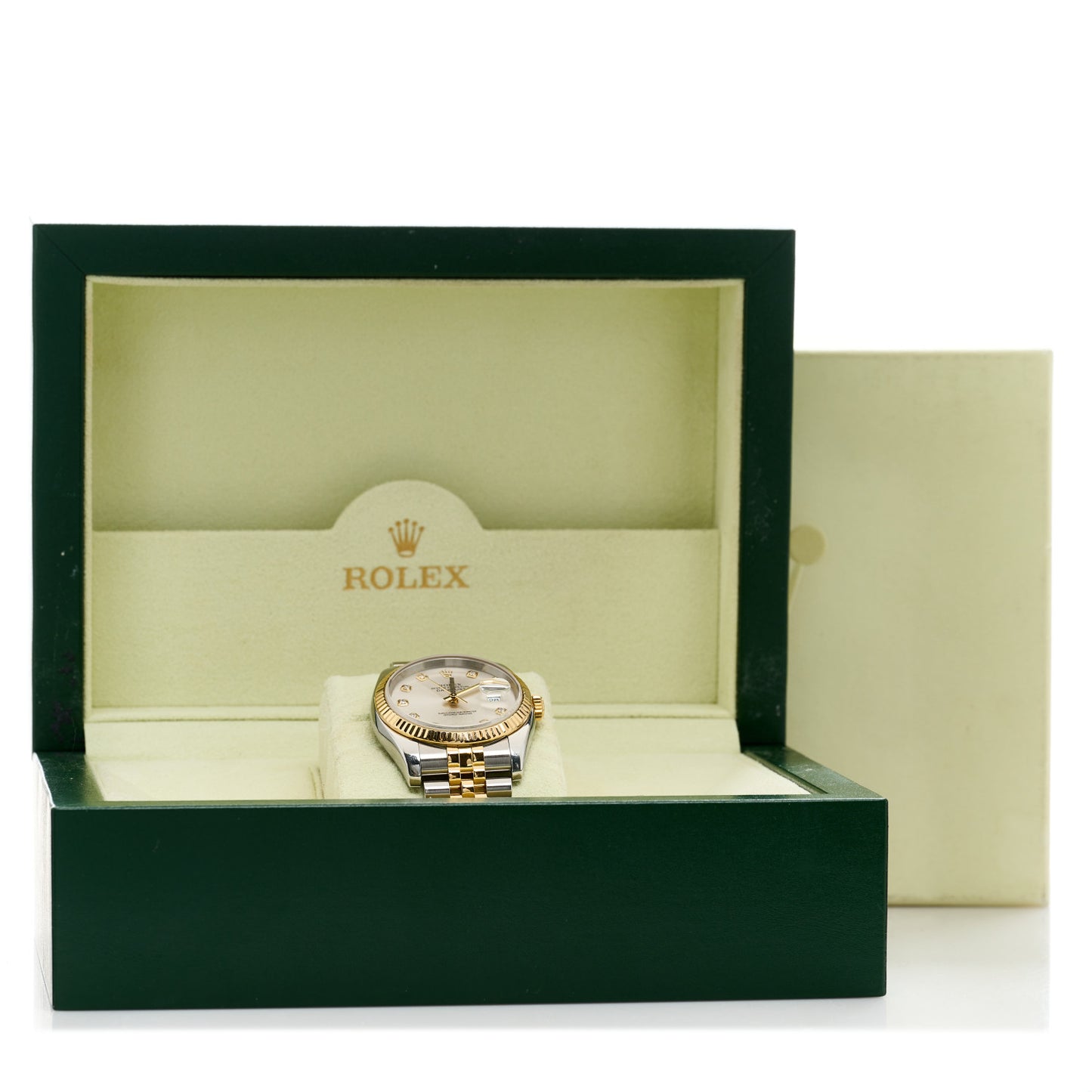 Stainless Steel 18K Yellow Gold Diamond 36mm Oyster Perpetual Datejust Watch Silver 116233