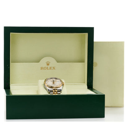 Rolex Stainless Steel 18K Yellow Gold Diamond 36mm Oyster Perpetual Datejust Watch Silver 116233 5 of 5
