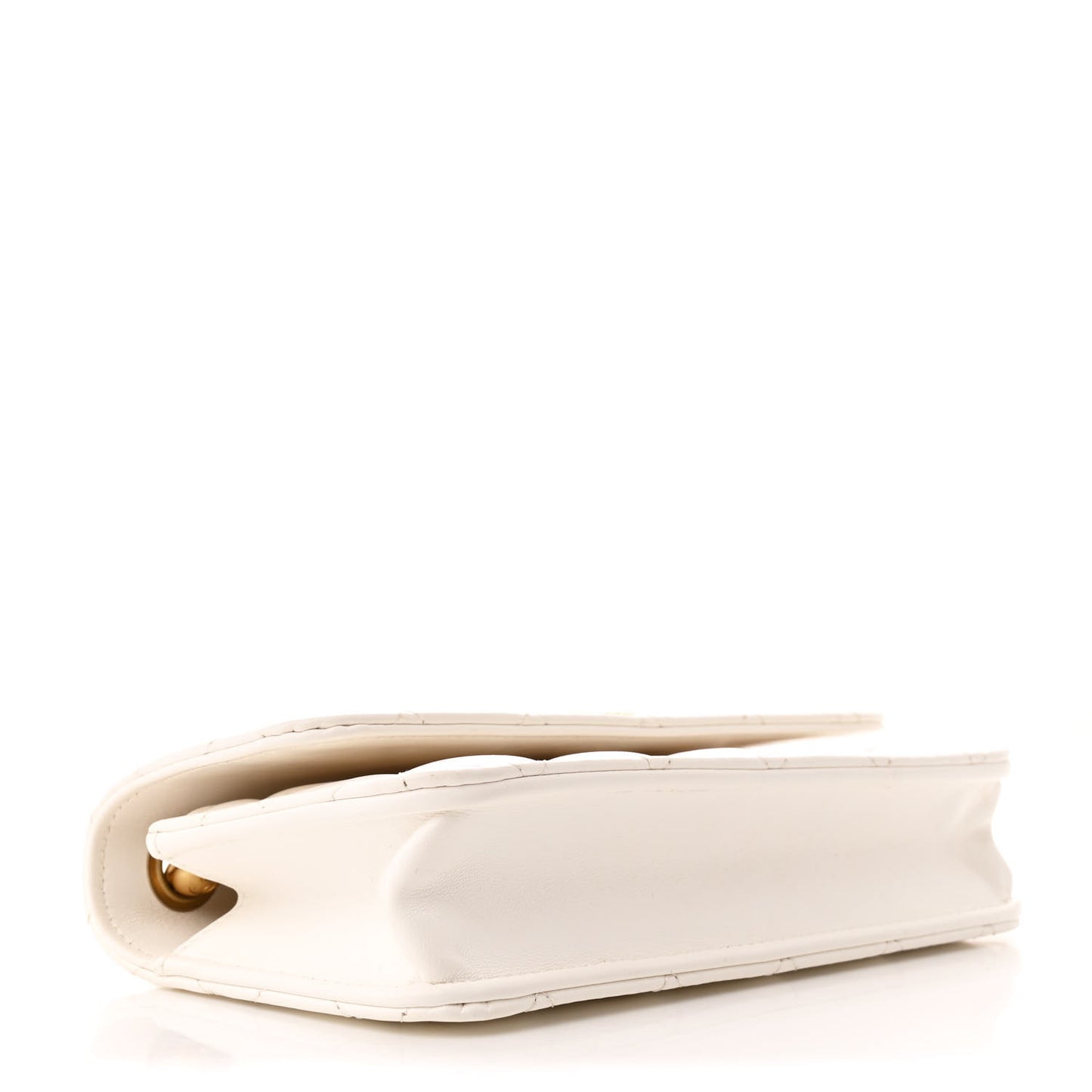 Lambskin Quilted Pillow Crush Flap Phone Holder With Chain White