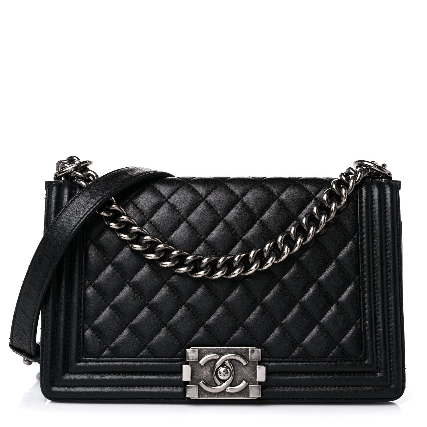 Chanel Lambskin Quilted Medium Boy Flap Black 1 of 16