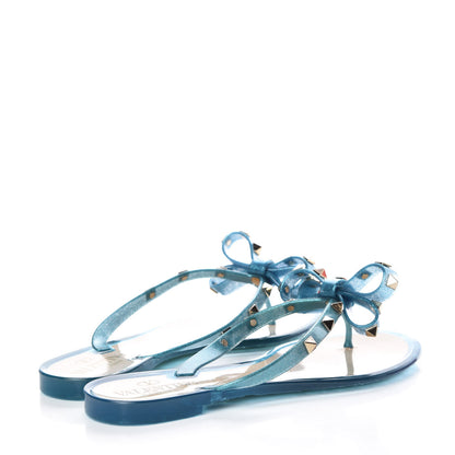 Valentino Garavani PVC Jelly Glitter Rockstud Bow Thong Sandals 36 Cerulean 4 of 8