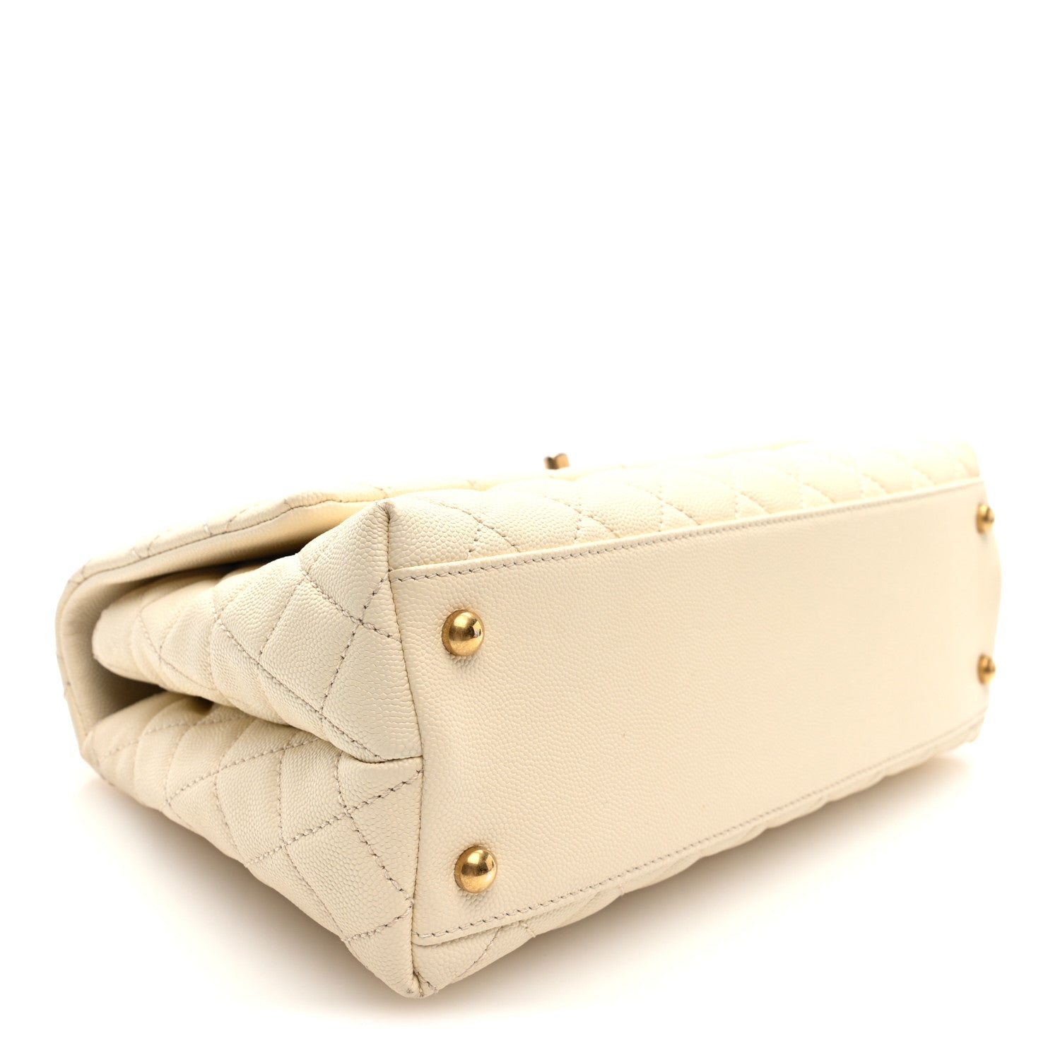Chanel Caviar Quilted Small Coco Handle Flap White 4 of 10