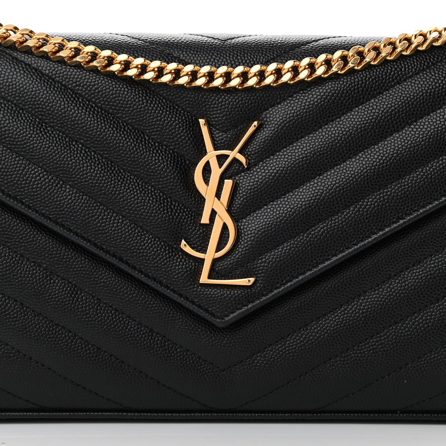 Grain De Poudre Matelasse Chevron Monogram Chain Wallet Black