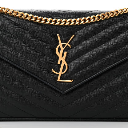 Saint Laurent Grain De Poudre Matelasse Chevron Monogram Chain Wallet Black 8 of 13