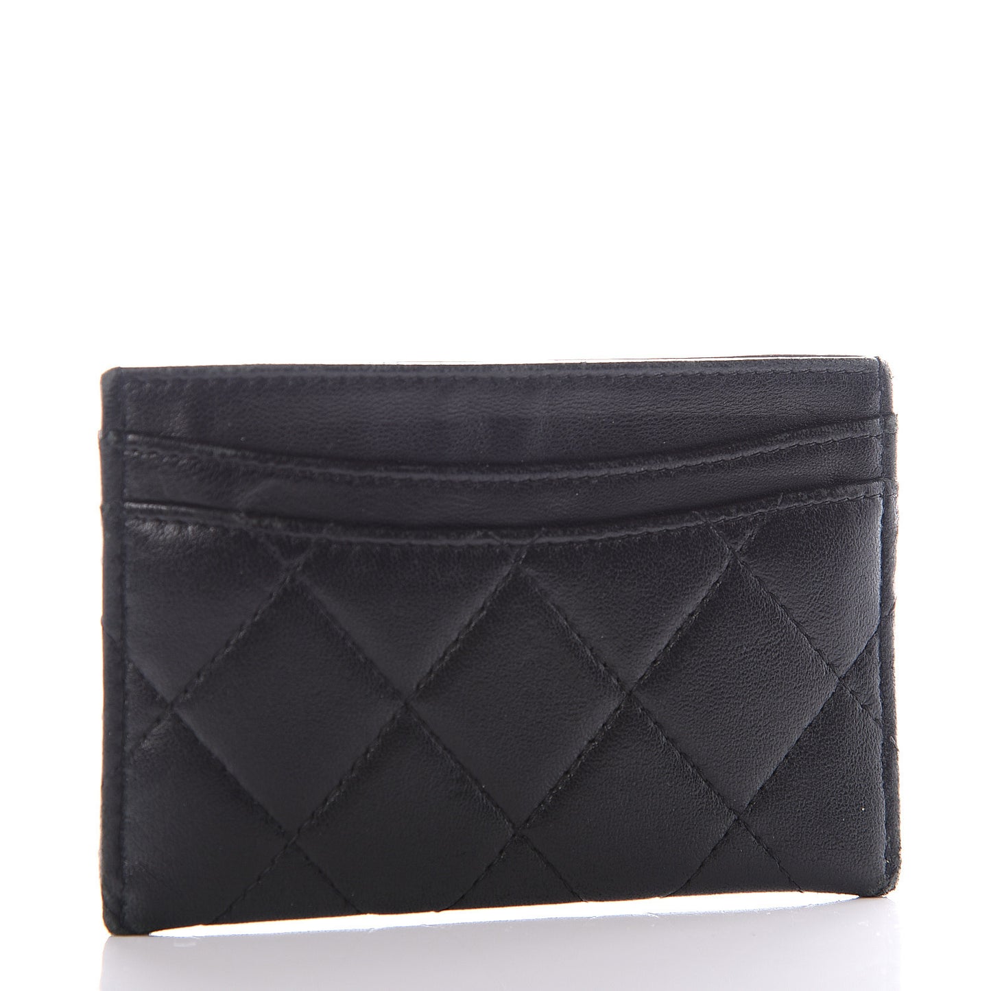 Lambskin Quilted Card Holder Black