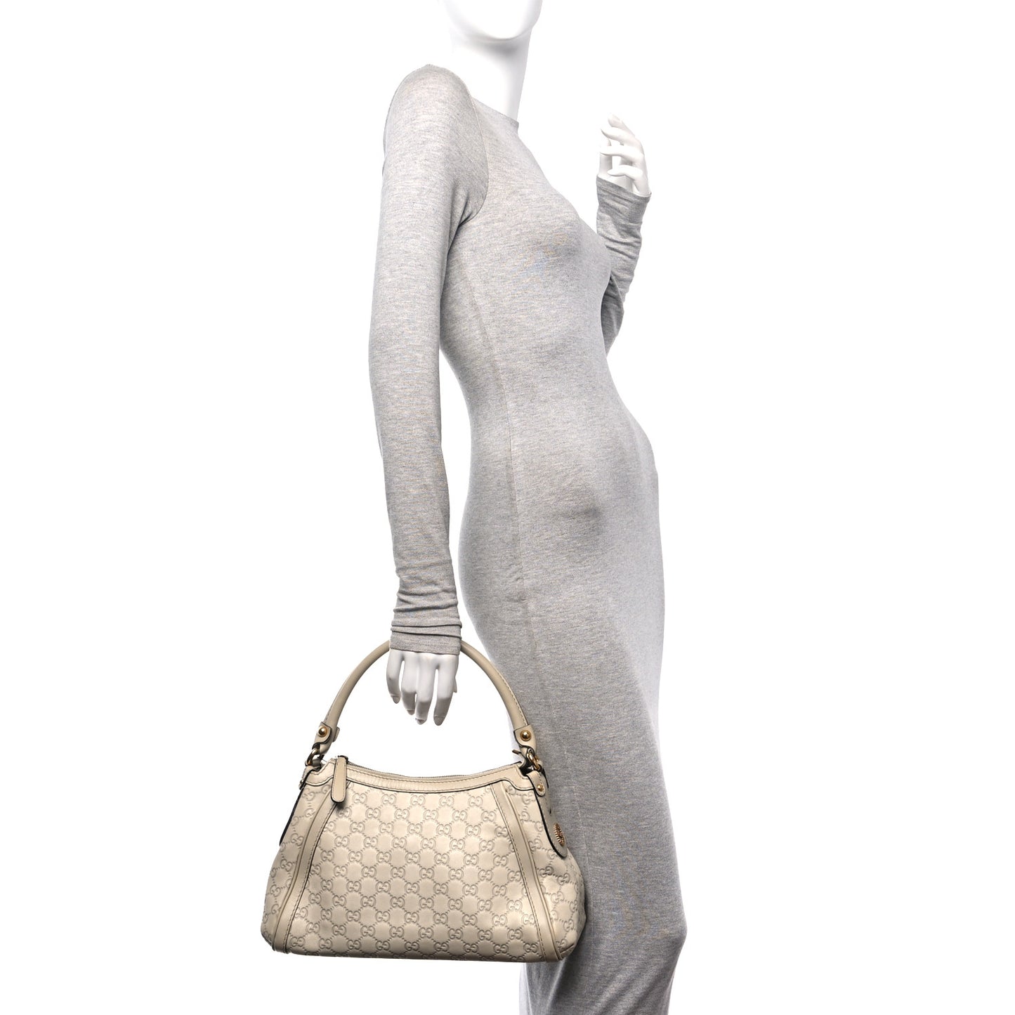 Guccissima Small Scarlett Studded Interlocking G Hobo Off White