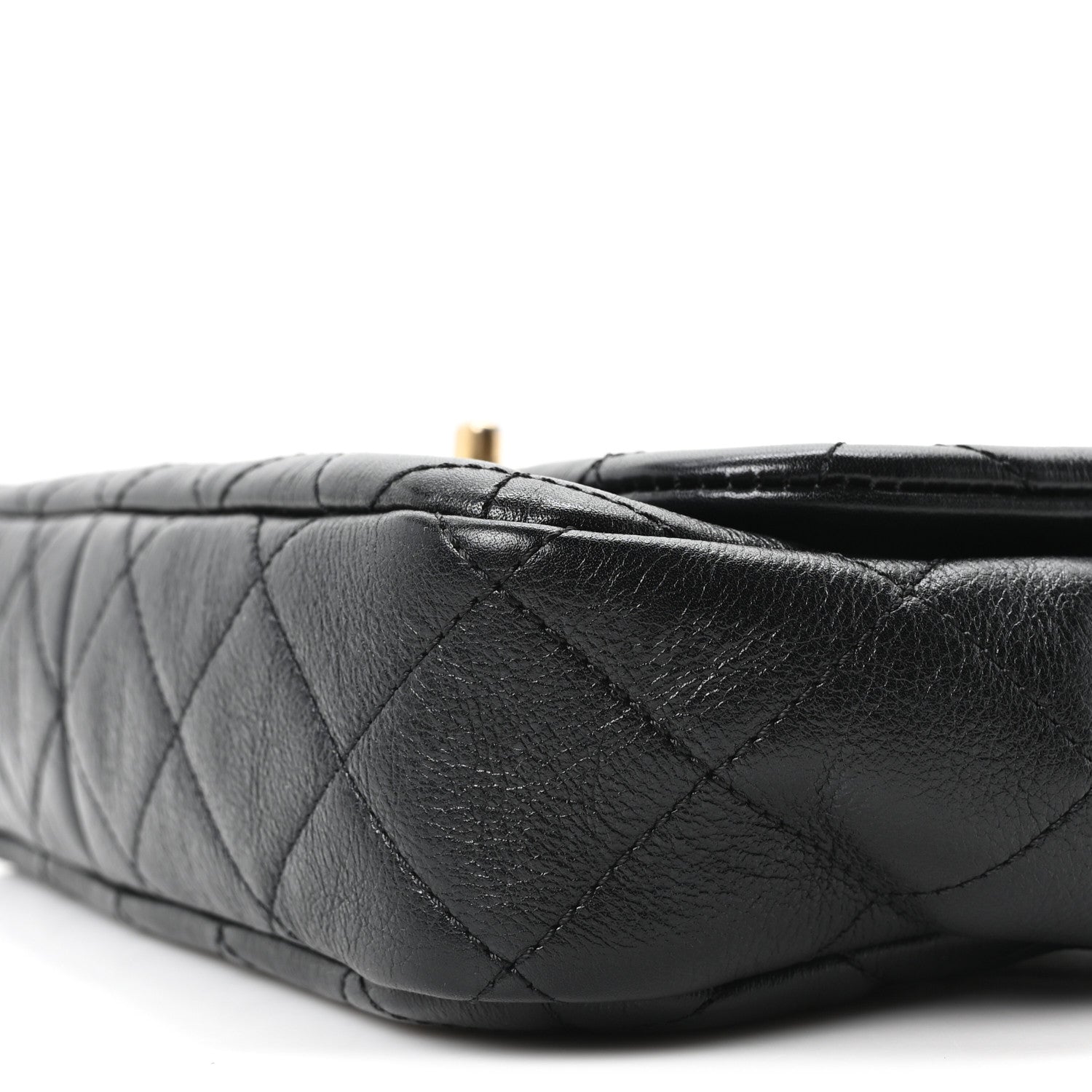 Chanel Glazed Calfskin Quilted Pearl Side Flap Black 10 of 10